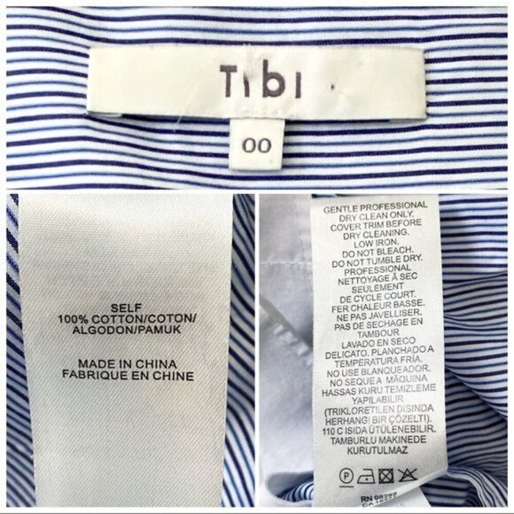 Tibi Stripe Asymmetrical Shirt Dress, Size 00, Blue - Picture 5 of 12